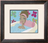 Girl in Bathtub with Flowers Posters by Clara Almeida