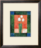 White Flowers on Orange Print by Hussey 
