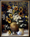 Sunflowers and Teapot Art by F. Janca