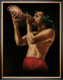 Conch Blower Framed Giclee Print by Leeteg 