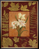 Daffodil on Golden Leaves Poster by Debra Lake