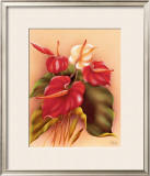 Red and White Anthuriums Framed Giclee Print by Frank Oda