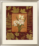 Daffodil on Golden Leaves Prints by Debra Lake
