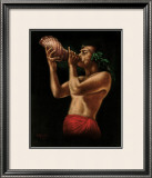 Conch Blower Framed Giclee Print by Leeteg 