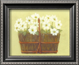 White Flowers in Wicker Basket Posters by Cuca Garcia