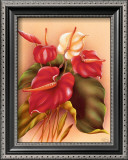 Red and White Anthuriums Prints by Frank Oda