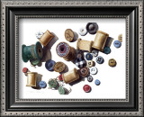 Wooden Spools and Old Buttons Art by Carolyn Watson