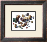 Wooden Spools and Old Buttons Art by Carolyn Watson