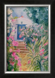 Door with Oleander and Geraniums Prints by Mary Stubberfield