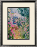 Door with Oleander and Geraniums Print by Mary Stubberfield