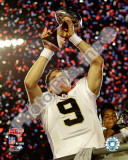 Drew Brees with the Vince Lombardi Trophy Super Bowl XLIV Foto