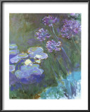 Water Lilies and Agapanthus Poster by Claude Monet