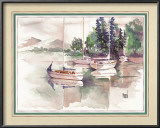 Sailboats Among Pine Trees Prints by Terry Madden