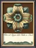 Aqua and Brown Rosette I Posters