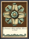Aqua and Brown Rosette III Prints
