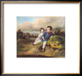 Children Fishing in a Brool Posters por August Xaver Karl Von Pettenkofen