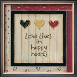 Love Lives in Happy Hearts Posters by Karen Tribett