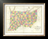 Map of Ohio and Indiana, c.1839 Framed Giclee Print by David H. Burr