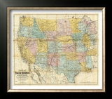 National Map of the Territory of the United States, c.1868 Framed Giclee Print by William J. Keeler