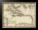 Iles Antilles ou des Indes Occidentales, c.1828 Framed Giclee Print by Adrien Hubert Brue