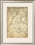 War Telegram Marking Map, c.1862 Framed Giclee Print by L. Prang