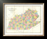 Map of Kentucky and Tennessee, c.1839 Framed Giclee Print by David H. Burr
