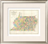 Map of Virginia, Maryland and Delaware, c.1839 Framed Giclee Print by David H. Burr