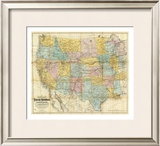 National Map of the Territory of the United States, c.1868 Framed Giclee Print by William J. Keeler