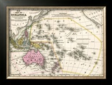Map of Oceanica, c.1839 Framed Giclee Print by Samuel Augustus Mitchell