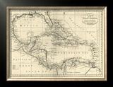 Chart of the West Indies, c.1795 Framed Giclee Print by Mathew Carey