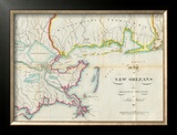 Map of New Orleans and Adjacent Country, c.1815 Framed Giclee Print by John Melish