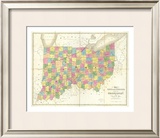 Map of Ohio and Indiana, c.1839 Framed Giclee Print by David H. Burr