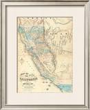 Map of the State of California, c.1853 Framed Giclee Print by John B. Trask