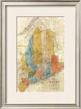 Map of Maine, c.1843 Framed Giclee Print by W. Anson