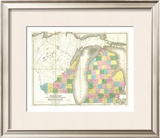 Map of Michigan and Part of Wisconsin Territory, c.1839 Framed Giclee Print by David H. Burr