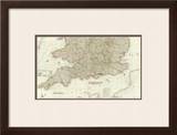 England and Wales (Southern section), c.1790 Framed Giclee Print by John Rocque