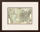 New Railroad Map of the United States and Dominion of Canada, c.1876 Framed Giclee Print by Warner & Beers 