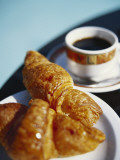 Croissant and Black Coffee on Table, St. Martin, Caribbean Photographic Print by Greg Johnston