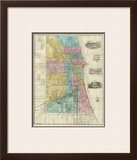 Guide Map of Chicago, c.1869 Framed Giclee Print by Rufus Blanchard