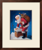 Santa in Chimney Prints by Susan Comish