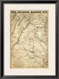 War Telegram Marking Map, c.1862 Framed Giclee Print by L. Prang