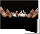 Feet of Caucasian Family, Parents and Twin Babies Against Black Background Posters by Theodore Beowulf Sheehan