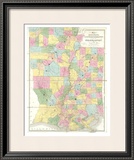Map of Mississippi, Louisiana and Arkansas, c.1839 Framed Giclee Print by David H. Burr
