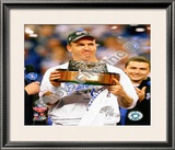 Peyton Manning with the 2009 AFC Championship Trophy Framed Photographic Print