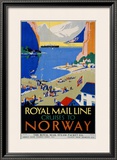 Royal Mail Cruises, Norway Framed Giclee Print by Daphne Padden