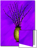 Sparkling Pussy Willow in Graphic Vase on Blue Background Prints by Rich LaPenna