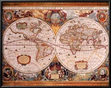 Antique Map, Geographica, c.1630 Posters by Henricus Hondius