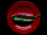 Two Peppers, Green and Red, Side by Side Prints by I.W. 