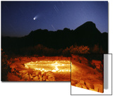 Medicine Wheel with Night Sky, and Hale-Bopp Comet, Sedona, Arizona, USA Prints by Margaret L. Jackson