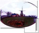 Elliptical Image of Dutch Mill and Farm Prints by E.S. 